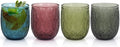 Topsky Vintage Drinking Glass Set of 4, 12 oz Embossed Willow Leaf Drinkware Set by HomeandKitchenNO1