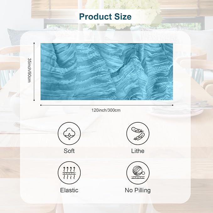 1 Pack Baby Blue Cheesecloth Table Runner 35x120 Inch 10Ft Rustic Gauze Cheese - Image 4