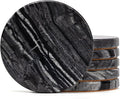 Black Marble Coasters Set of 6, Elegant Black & Dark Gray Coasters by YONGHEE
