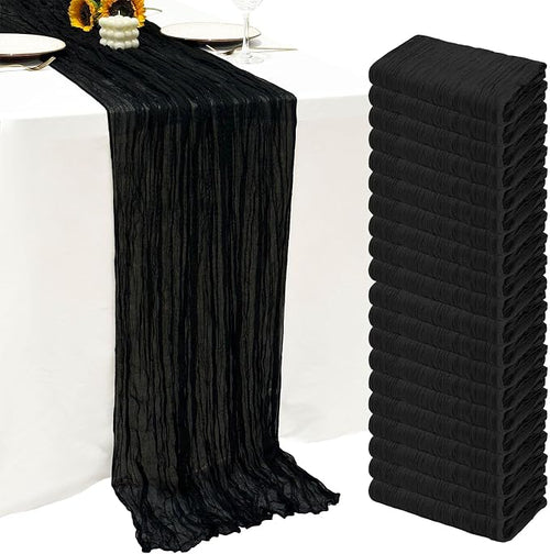 20Pack Black Cheesecloth Table Runner 20 x 120 inch Gauze Table Runner | by Seveups