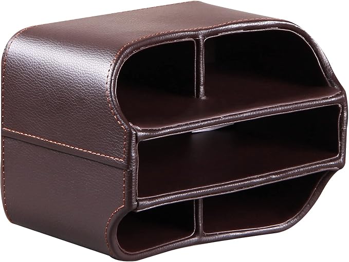 PU Leather Remote Control Holder, 360 Degree Spinning Desk TV Remote Caddy - Image 5