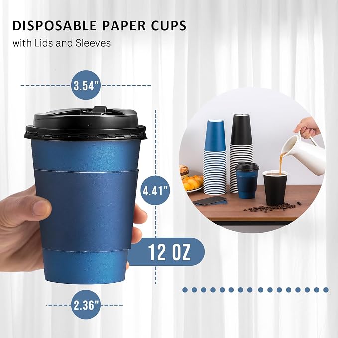 SIUQ 100 Pack 12 oz Coffee Cups - Image 5