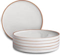 MORA Ceramic Flat Dinner Plates Set of 6, 10.5 in High Edge Dish Set by MORA