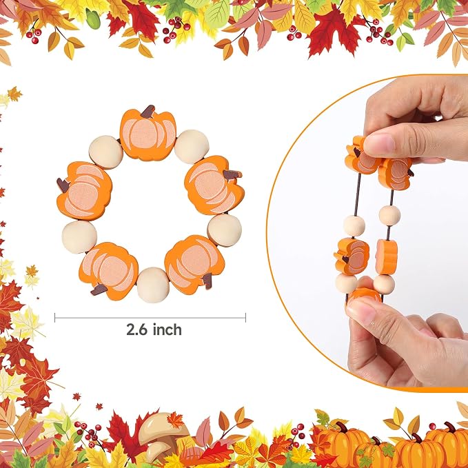 KPOSIYA Fall Napkin Rings Set of 6, Thanksgiving Pumpkin Maple Leaf Napkin Rings - Image 3