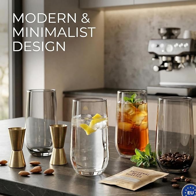Smokey Sand Drinking Glasses Set of 6 | Translucent Brown Glassware | 16 oz - Image 3