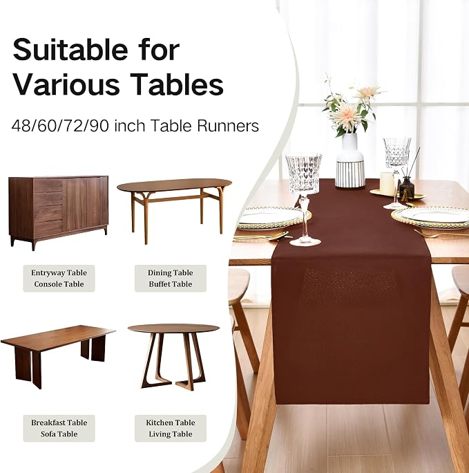 Farmhouse Chocolate Table Runner Dining Table Runners 90 Inches Long Coffee - Image 5