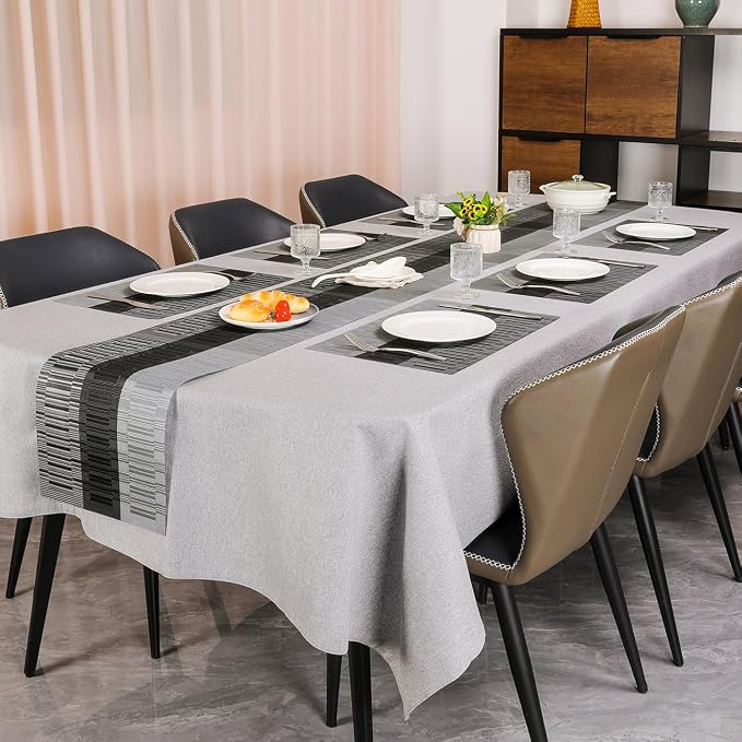 Table Runner 88 Inches Long, Vinyl Woven Farmhouse Table Runners | Washable - Image 6