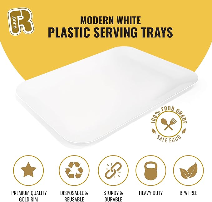 R-kay 3 Pack White Plastic Serving Trays - Image 5