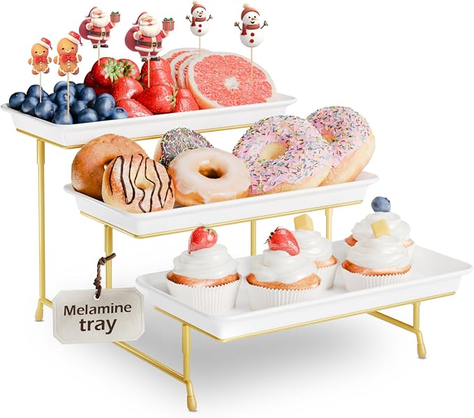 Bumusty 3-Tier Melamine Serving Tray Set, 11.5 x 5.6 in, Birthdays and Holidays by BUMUSTY