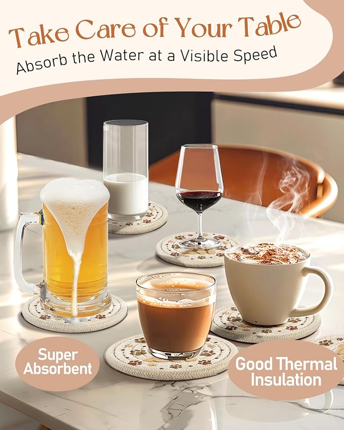 Absorbent Cup Coasters Set of 6 - Image 5