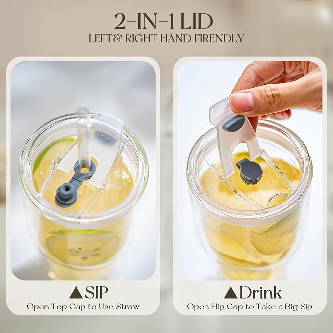 KEMORELA 2PCS 20oz Double Wall Glass Tumblers - Image 5