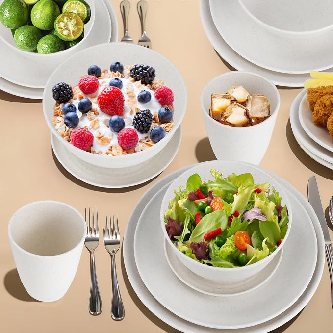 Wheat straw bowl and plate sets of 40 - Image 5