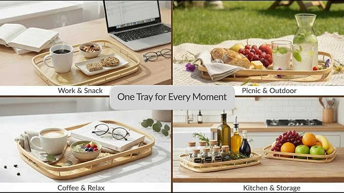 PEMAR Set of 4 Natural Bamboo Trays - Image 4