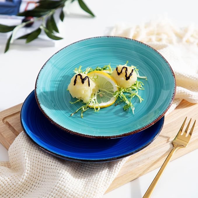 vancasso Bonita Blue Salad Plate Set of 6, 7.5 Inch Ceramic Dinner Plate - Image 5