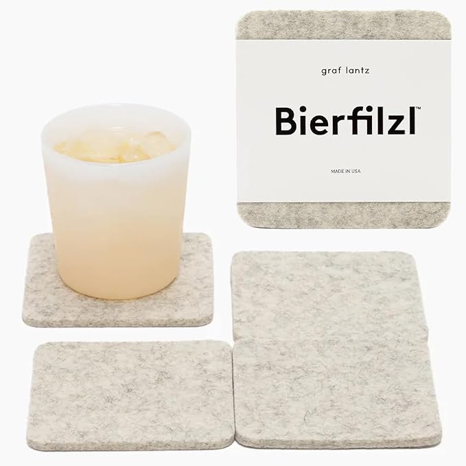 Graf Lantz - Bierfilzl Merino Wool Square Coasters Set of 4, Heather White by GrafLantz