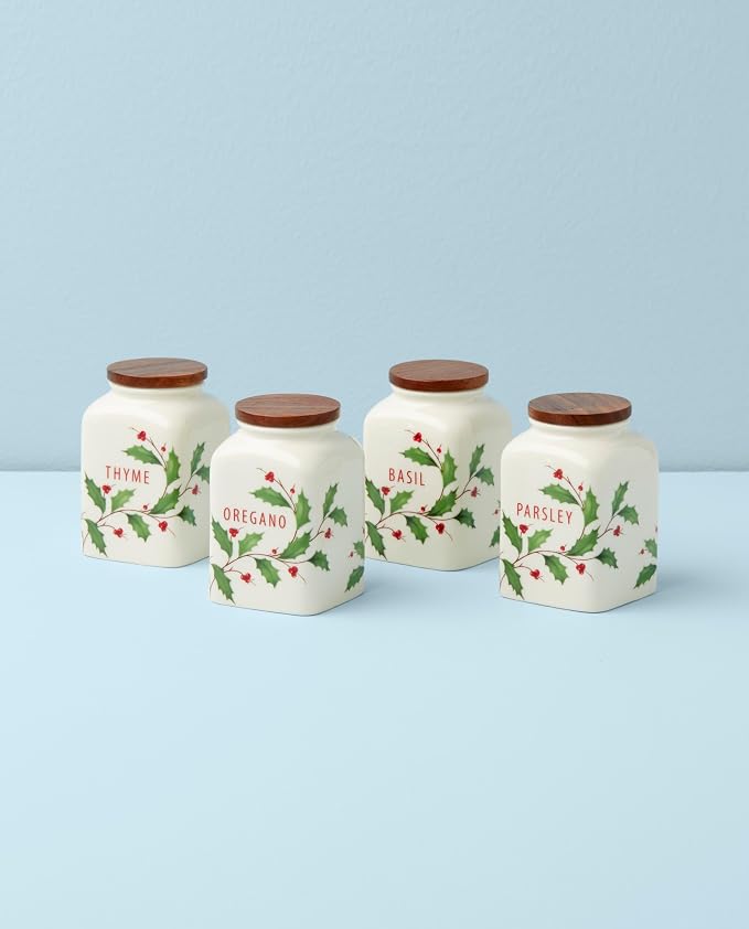 Lenox 895049 Holiday Cooking Spice Jars, Christmas Theme - Image 2