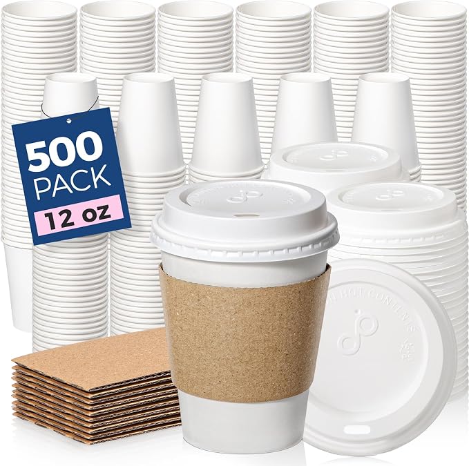 Fit Meal Prep 500 Pack 12 oz Disposable Coffee Cups by FMPBRANDS