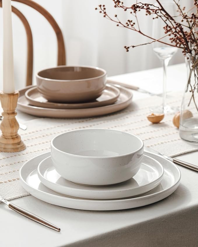 Famiware Milkyway 12-Piece Stoneware Dinnerware Set, Dishes Set - Image 3