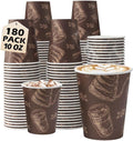 10 oz 180 Pack Disposable Paper Coffee Cups Hot/Cold Drinking Cups | Brown by Huifany