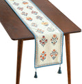 Designer French Linen Long Table Runner, Floral Pattern, Dining Table, Kitchen by Isaennehomedecoration