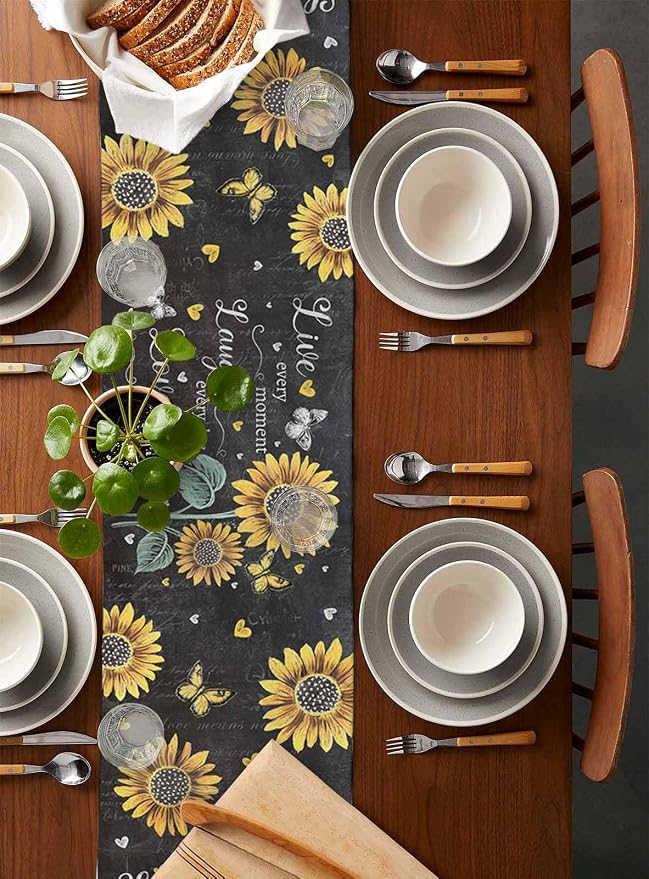 Retro Sunflower Table Runners 72 Inches Long, Spring Summer Farmhouse Table - Image 5