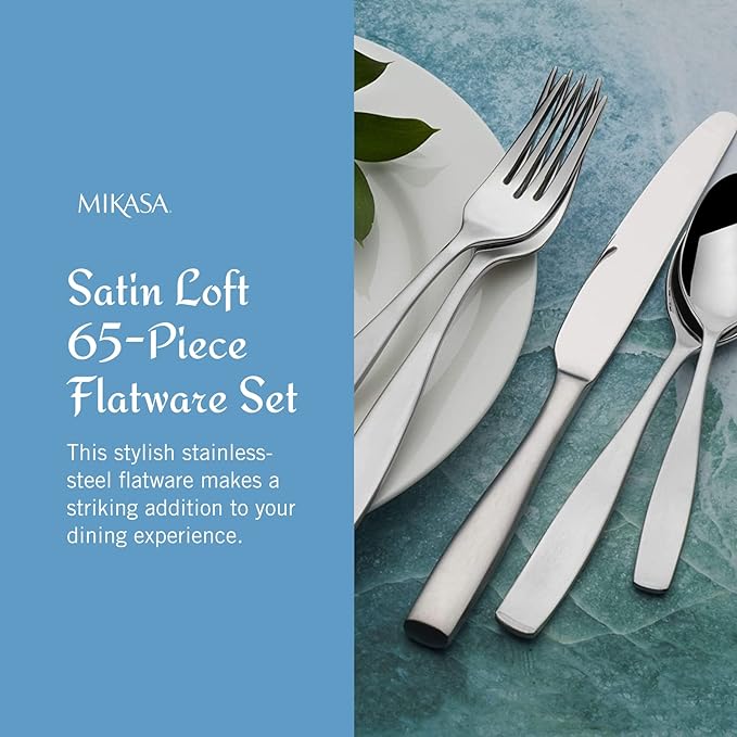 Mikasa Satin Loft 65-Piece Flatware Set, Service - Image 2
