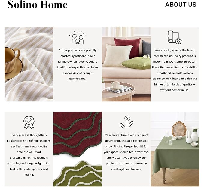Solino Home 100% Pure Linen Table Runner Burgundy, Athena 14 x 108 in Long | - Image 9