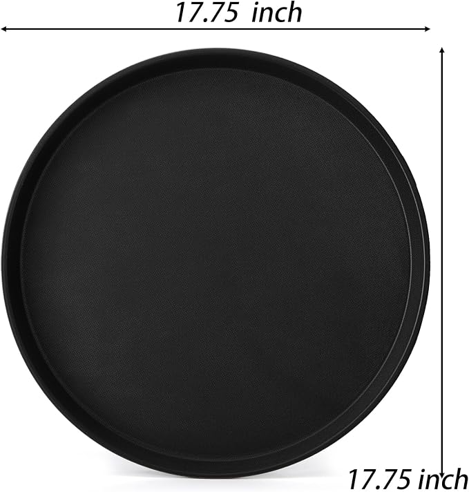 TOPZEA 3 Pack Large Restaurant Serving Tray, 18 Inch Plastic Black Round Server - Image 2