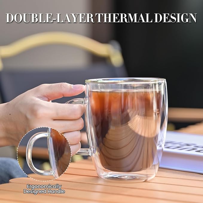 YUNCANG Double Wall Insulated Coffee Mugs, 16 Ounces - Image 3