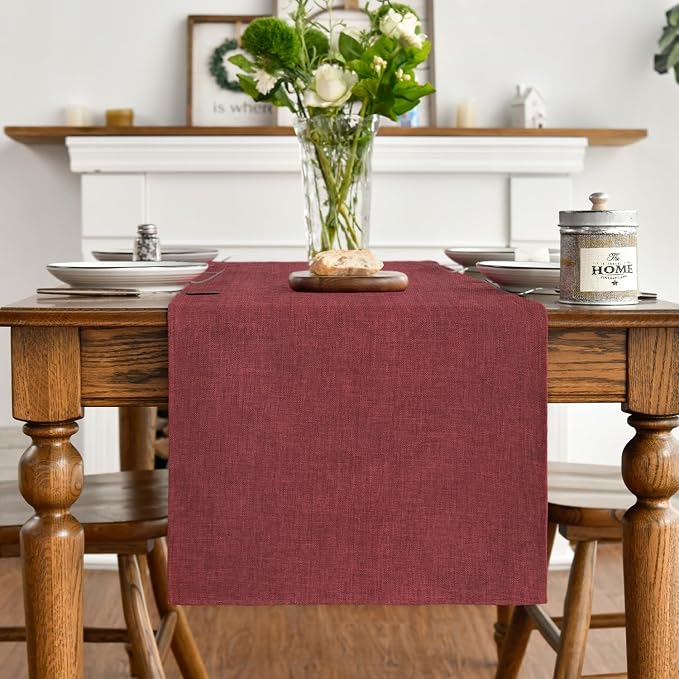 Artoid Mode Dark Red Table Runner, Seasonal Christmas Valentine's Washable - Image 2