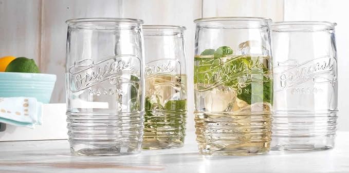 Glaver's Original Mason Set of 8 Drinking Glasses 4-20 Oz Highball Glasses - Image 5