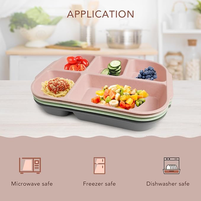 10.8 Inch 4PCS Divided Plates for Kids Adults, Portion Control Plates, - Image 3