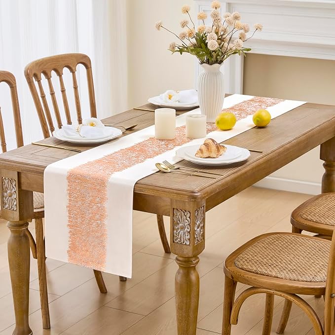 Metallic Style Rose Gold Table Runner, Table Runners 90 Inches Long | Cotton - Image 2