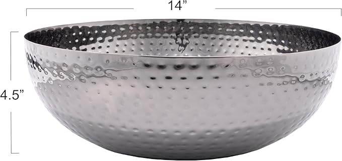 Round Hammered Metal Bowl, Oxidized Silver - Image 2