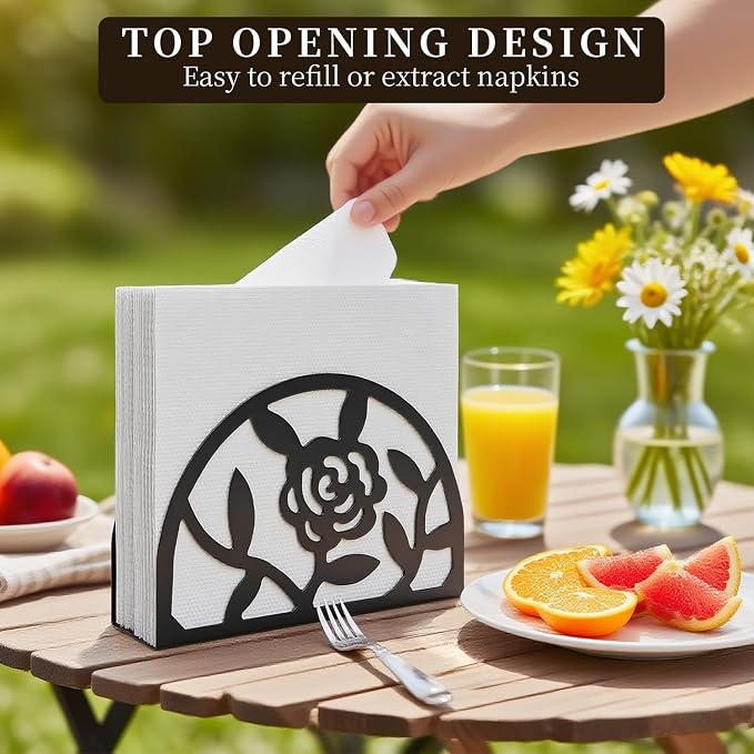 Epicano Napkin Holder for Table, Metal Rose Standing Napkin Holderfor Kitchen - Image 3