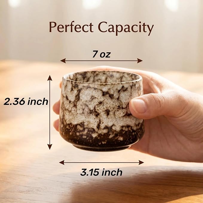 Japanese Tea Cups Set of 4pcs, 7oz Elegant Ceramic Matcha Cups - Image 4