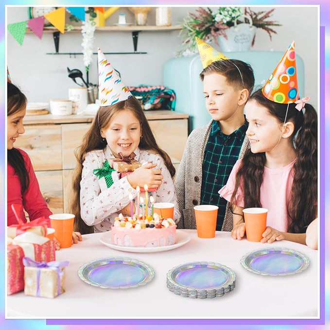 NatNarr 30 Pack Iridescent Plates, Unicorn Birthday, Oil-and Water-Resistant - Image 7