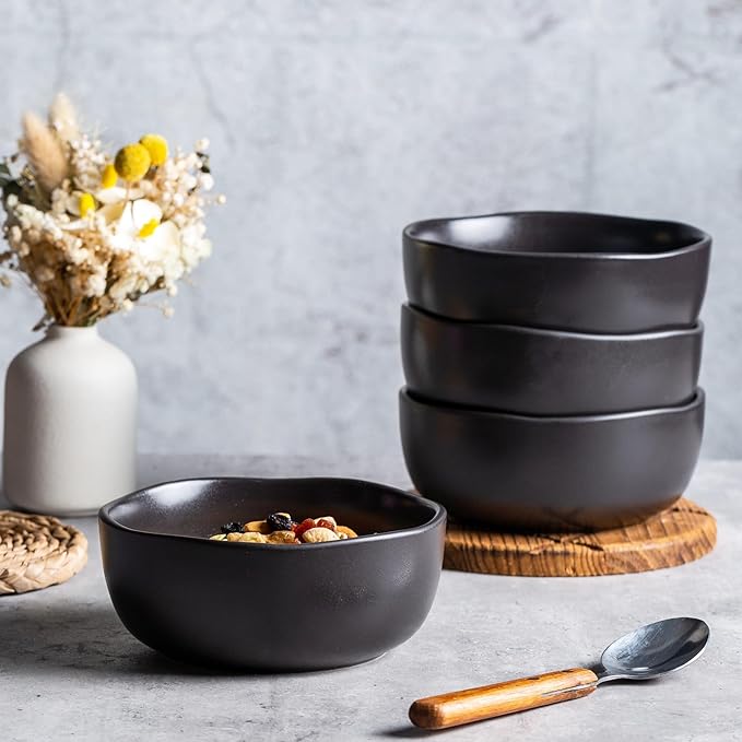 AmorArc Stoneware Cereal Bowls for Kitchen, 28oz Large Ceramic Soup Bowls Set - Image 4