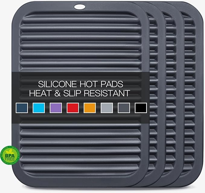 4 PCS Silicone Trivet for Hot Dishes, Silicone Hot Pads Trivets Mat for Hot by QPIXDIGITAL