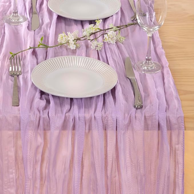 Lilac Gauze Cheesecloth Table Runner 10ft Romantic Summer Centerpiece | - Image 2