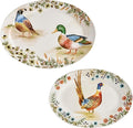 Bico Autumn Birds 16 plus 14 inch Oval Platters Set, Microwave and Dishwasher by Bico