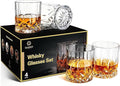 GLASKEY Whiskey Glasses Set of 4, Rock Glasses, 11 oz Lead-Free Crystal Bourbon by GLASKEY