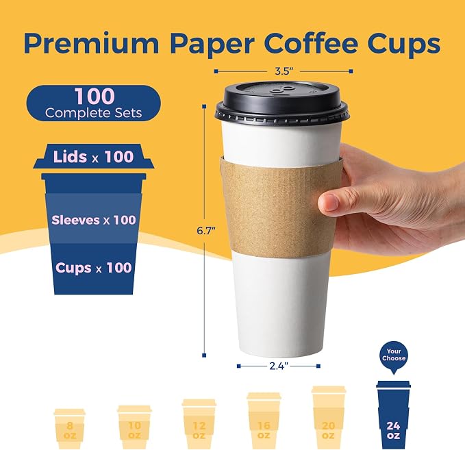 Fit Meal Prep 24 oz 100 Pack To Go Coffee Cups - Image 2