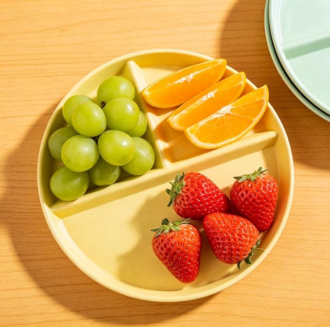 9-Inch Large Multicolor Wheat Straw Divided Plates – 6Pack Unbreakable - Image 7