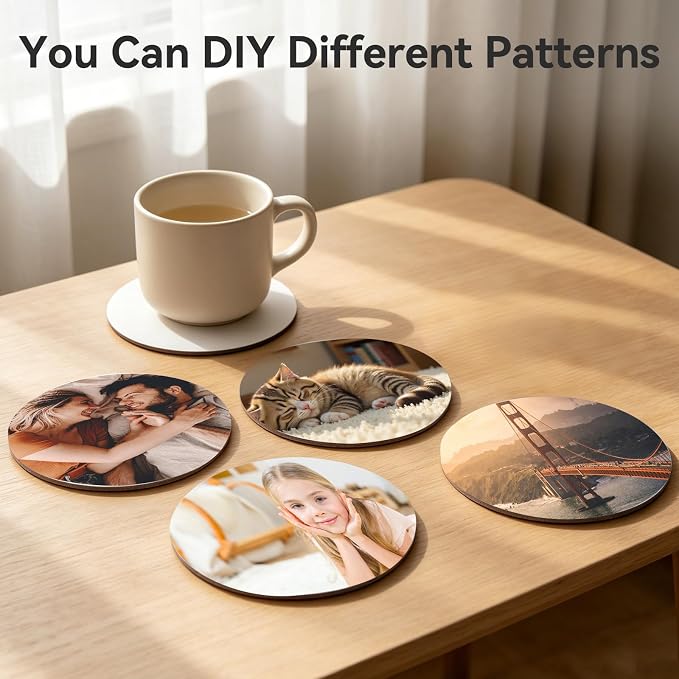 40 Pcs Sublimation Blank Coasters, Heat Transfer Wood Cork Coasters 4 x 4 in - Image 7