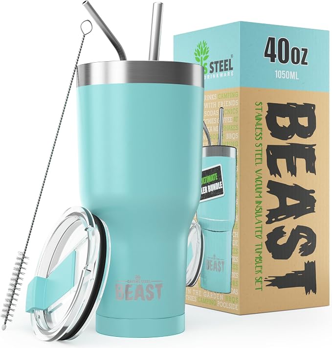 Beast 40 oz Tumbler Stainless Steel Vacuum Insulated Coffee Ice Cup Double Wall by GreensSteel