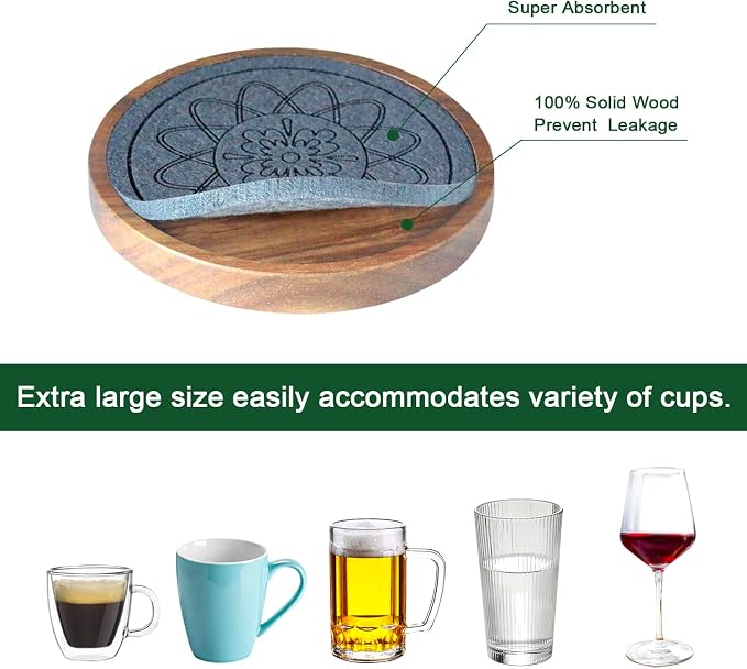 5 Pack Coasters for Drinks Absorbent, Coasters for Coffee Table - Image 6