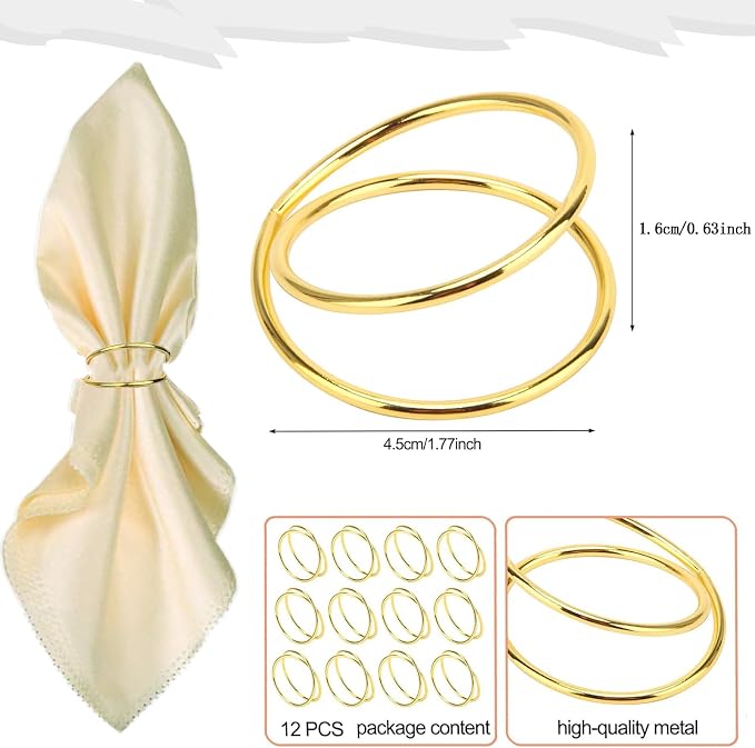 Gold Napkin Rings-12 PCS Metal Spiral Napkin Rings | Napkin Holders Buckles - Image 2