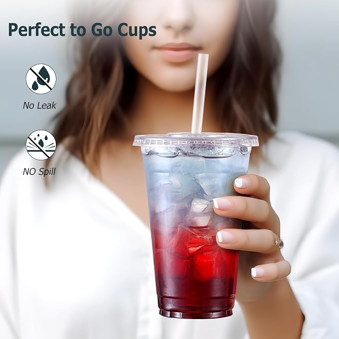AOZITA 100 Pack - 24 oz Clear Plastic Cups - Image 4