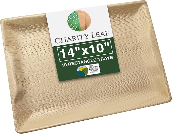 Disposable Bamboo 14" x 10" Trays Bamboo Serving Platters, Disposable Boards by CharityLeaf